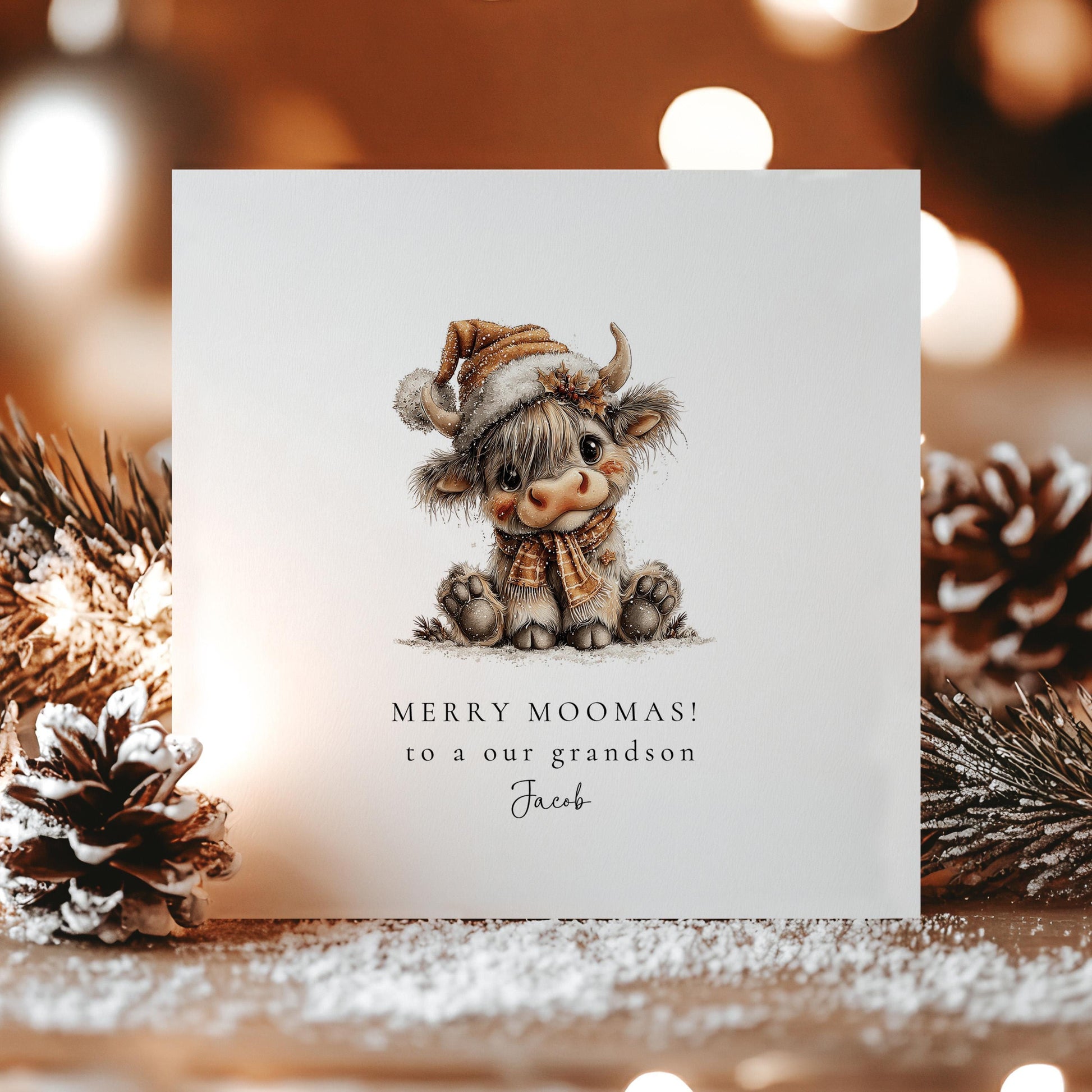 Highland Cow Christmas Card – Personalised