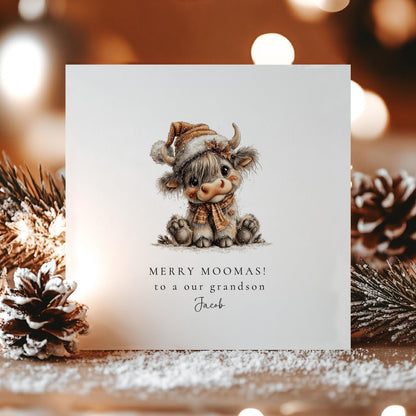 Highland Cow Christmas Card – Personalised