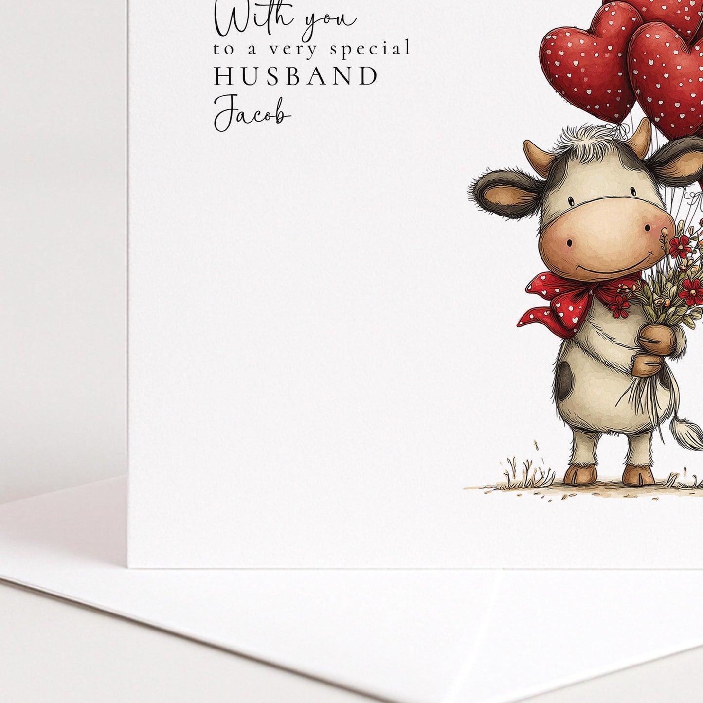 Husband Anniversary Card – Personalised Romantic Keepsake With Heart Balloon