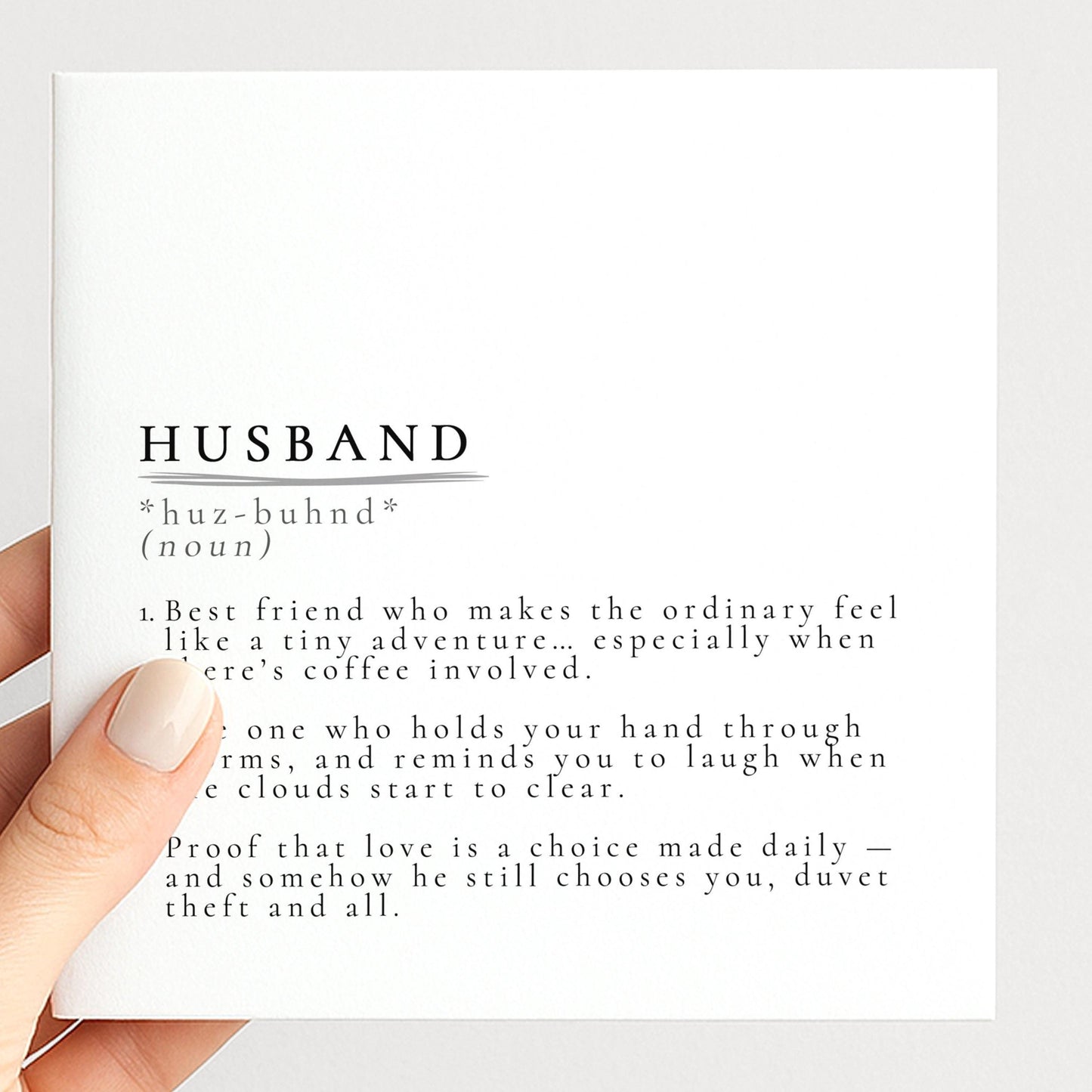 Husband Definition Card – Minimalist Romantic Anniversary Greeting Card
