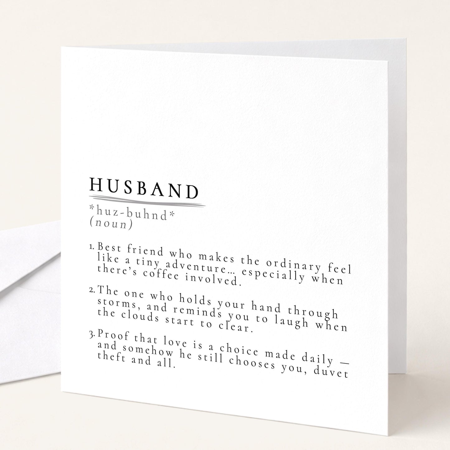 Husband Definition Card – Minimalist Romantic Anniversary Greeting Card