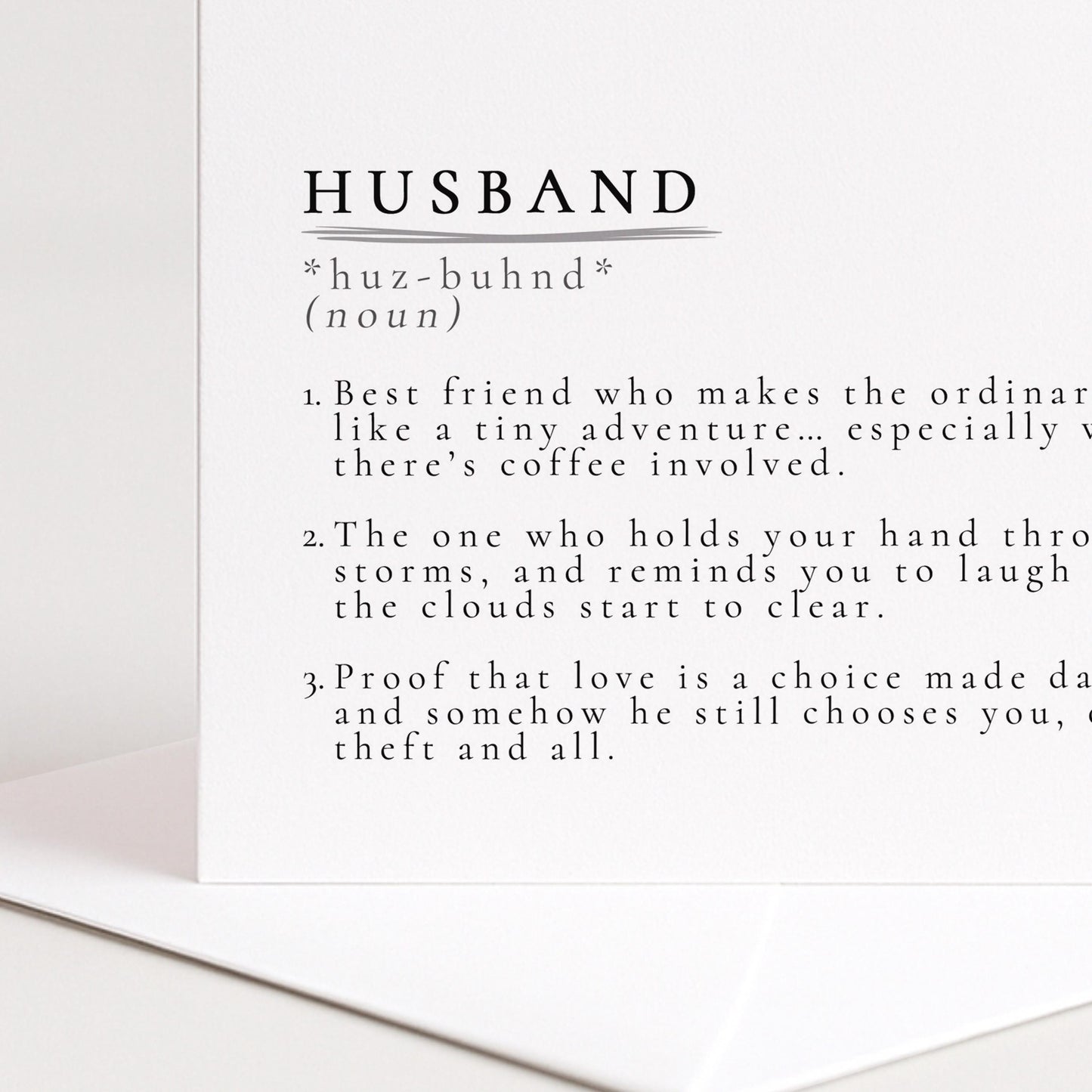 Husband Definition Card – Minimalist Romantic Anniversary Greeting Card