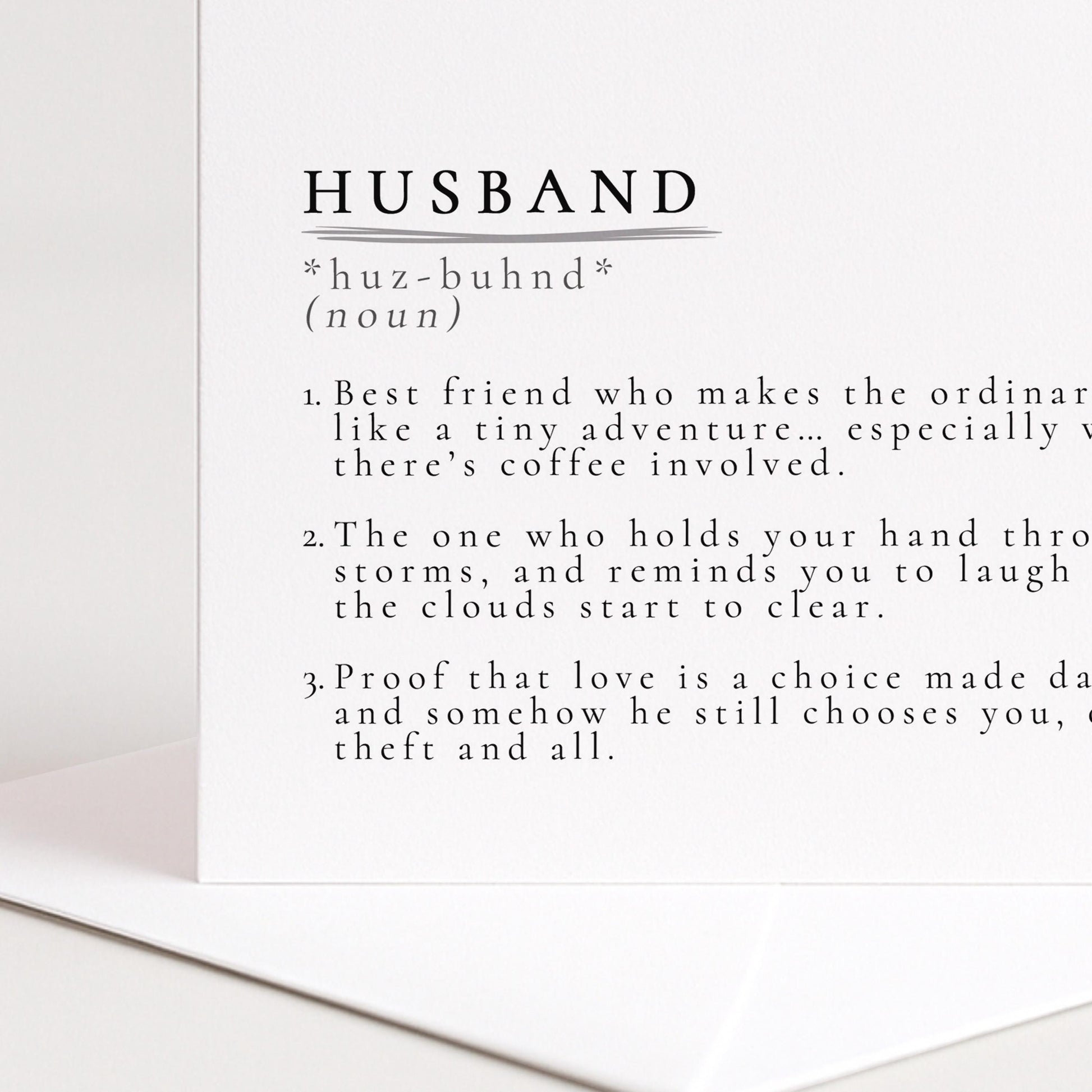 Husband Definition Card – Minimalist Romantic Anniversary Greeting Card