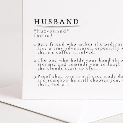 Husband Definition Card – Minimalist Romantic Anniversary Greeting Card