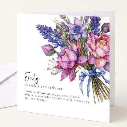July Birth Flower Card – Elegant Floral Birthday Greeting on Premium Matte Card