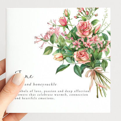 June Birth Flower Card – Floral Birthday Greeting With Honeysuckle And Rose