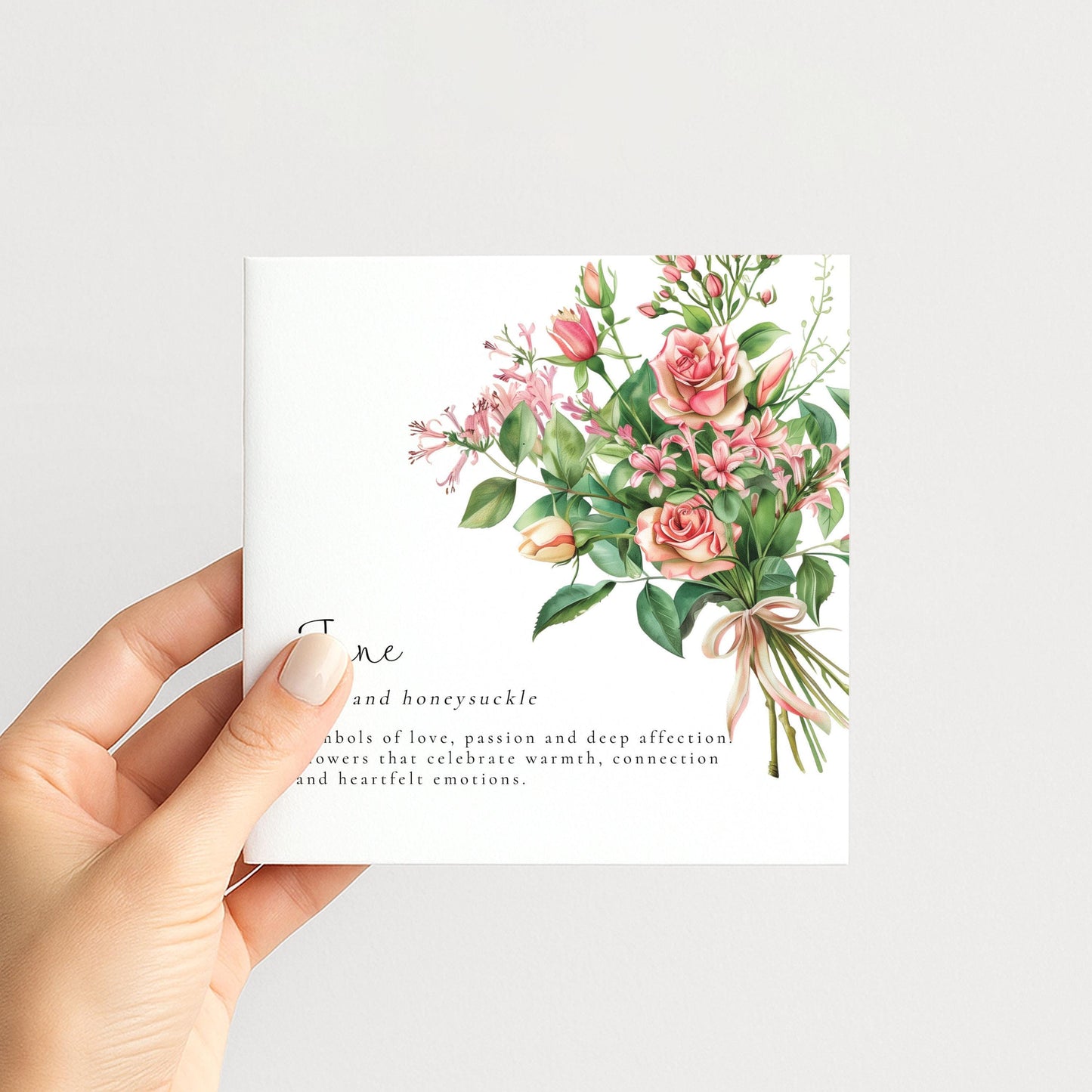 June Birth Flower Card – Floral Birthday Greeting With Honeysuckle And Rose