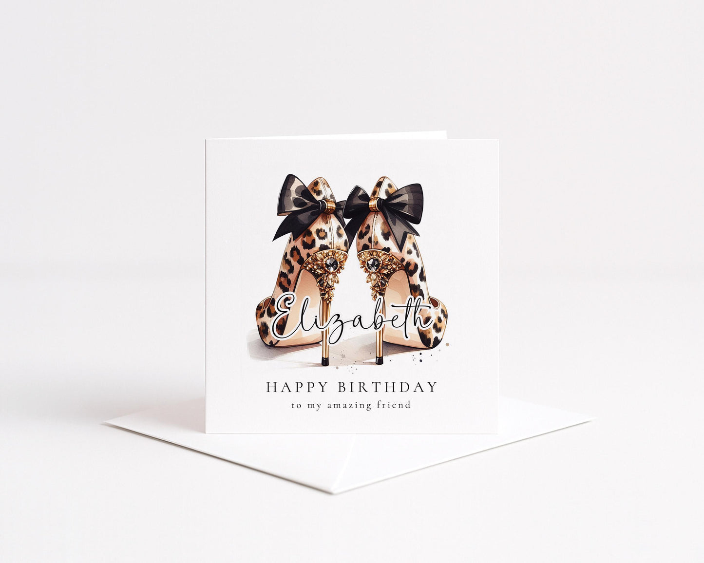 Leopard Print Birthday Card – Personalised Chic Fashion Greeting For Friend