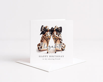 Leopard Print Birthday Card – Personalised Chic Fashion Greeting For Friend