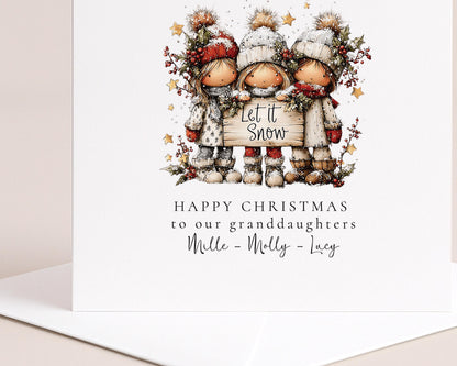 Let It Snow Christmas Card – Personalised for Granddaughters