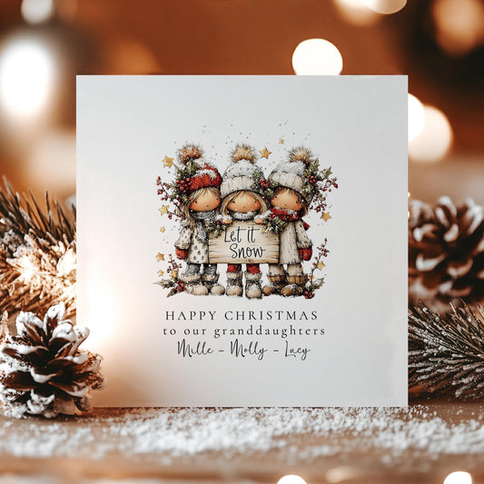 Let It Snow Christmas Card – Personalised for Granddaughters