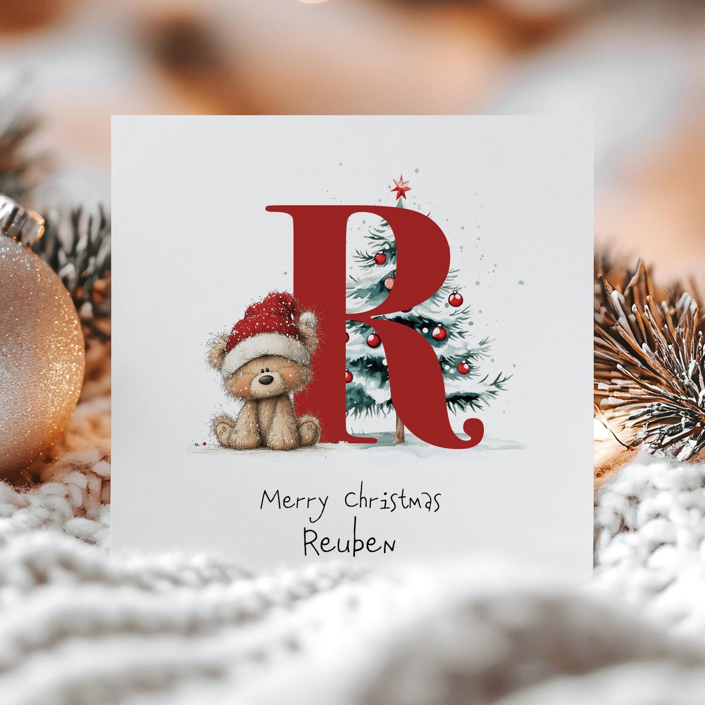 Letter R Christmas Card
