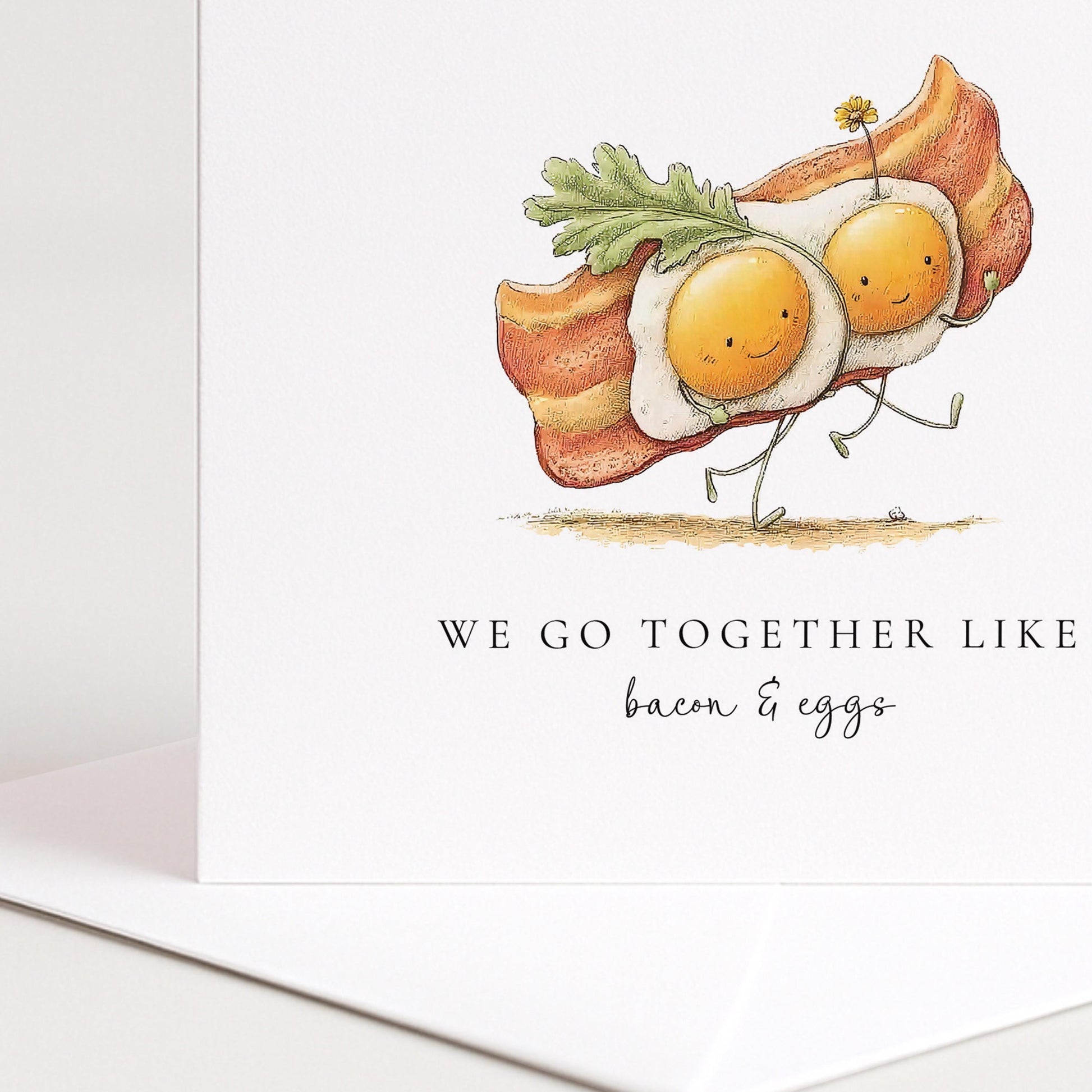 Love Greeting Card - We Go Together Like Bacon and Eggs - Personalised Anniversary Card
