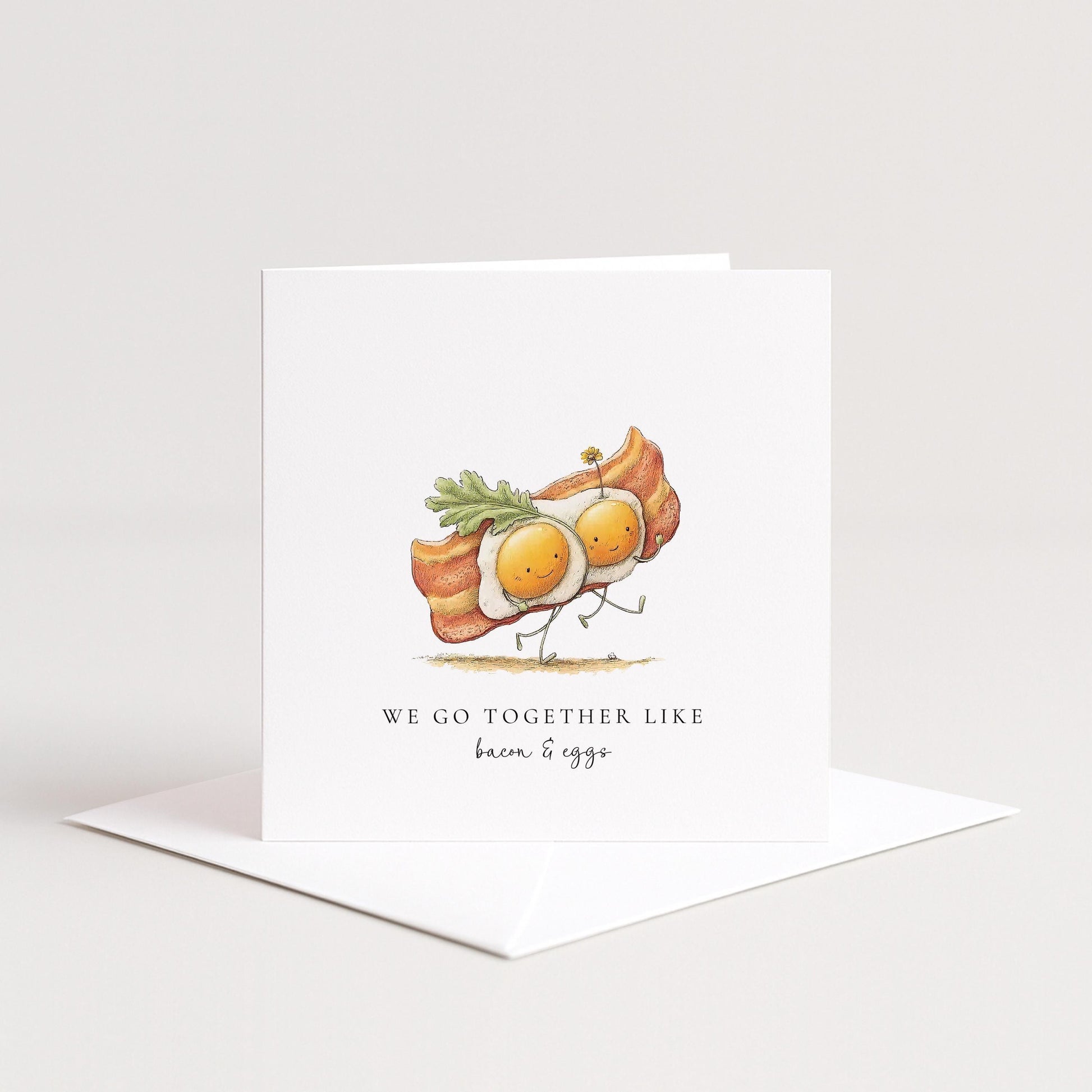 Love Greeting Card - We Go Together Like Bacon and Eggs - Personalised Anniversary Card