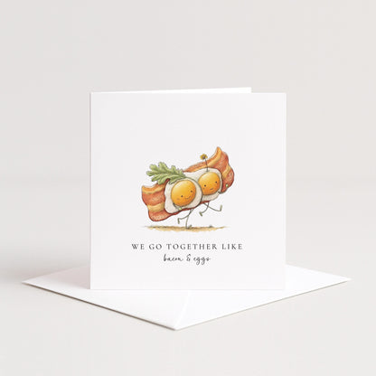 Love Greeting Card - We Go Together Like Bacon and Eggs - Personalised Anniversary Card