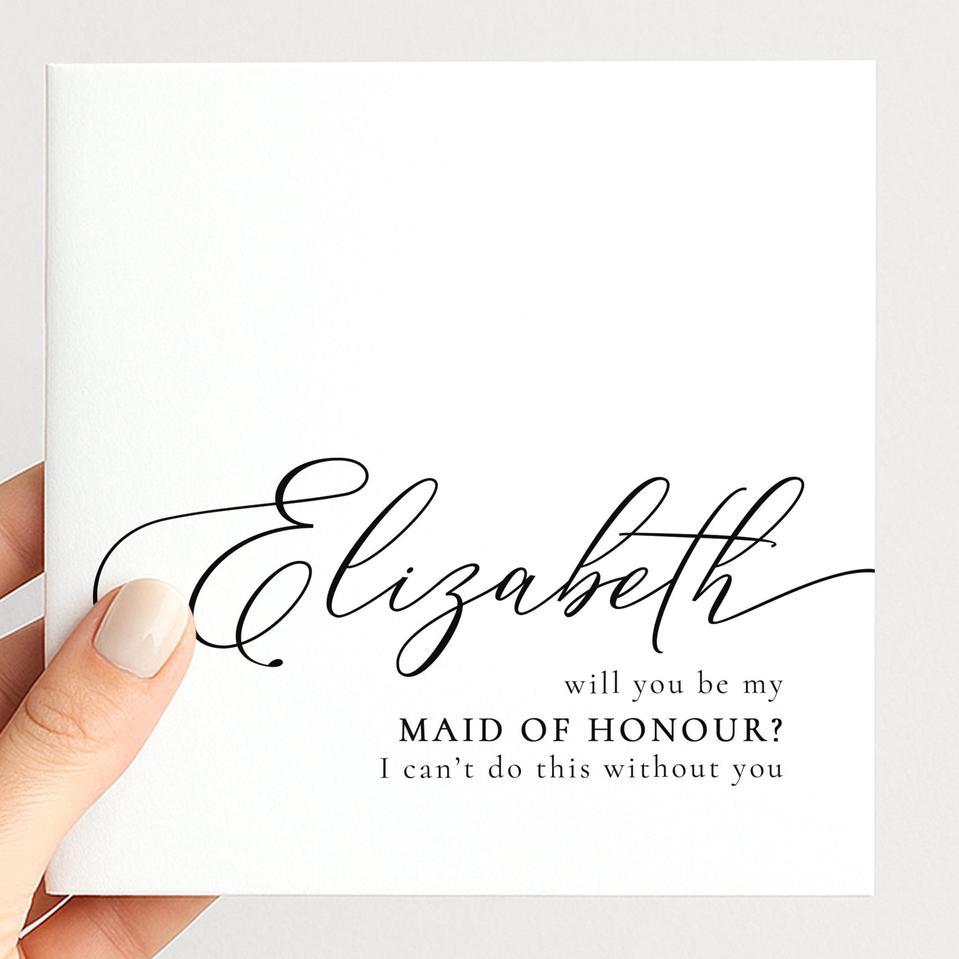 Maid Of Honour Card - Personalised Wedding Proposal Card With Elegant Script