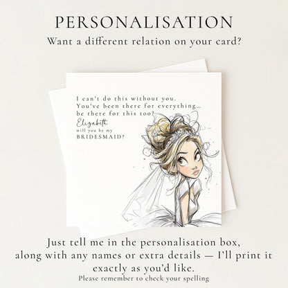 Maid Of Honour Proposal Card – Personalised Wedding Keepsake Bridal Party Card