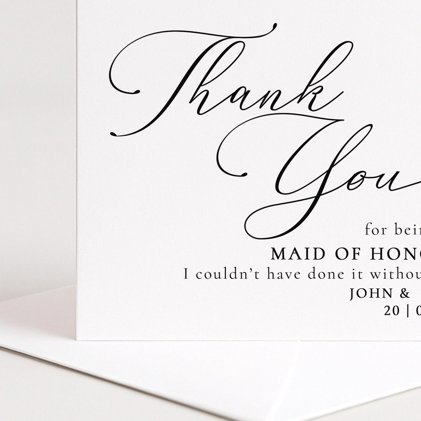 Maid Of Honour Thank You Card – Personalised Wedding Keepsake Card With Matte Finish