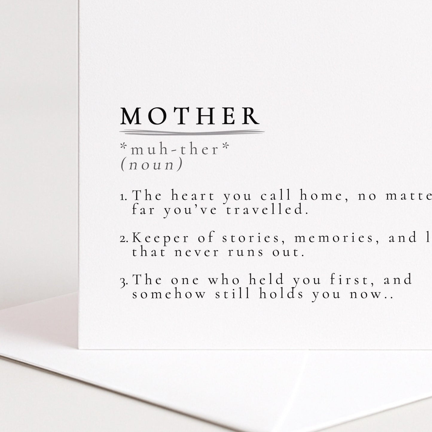 Mother Definition Card – Minimalist Greeting Card With Warm Thoughtful Message