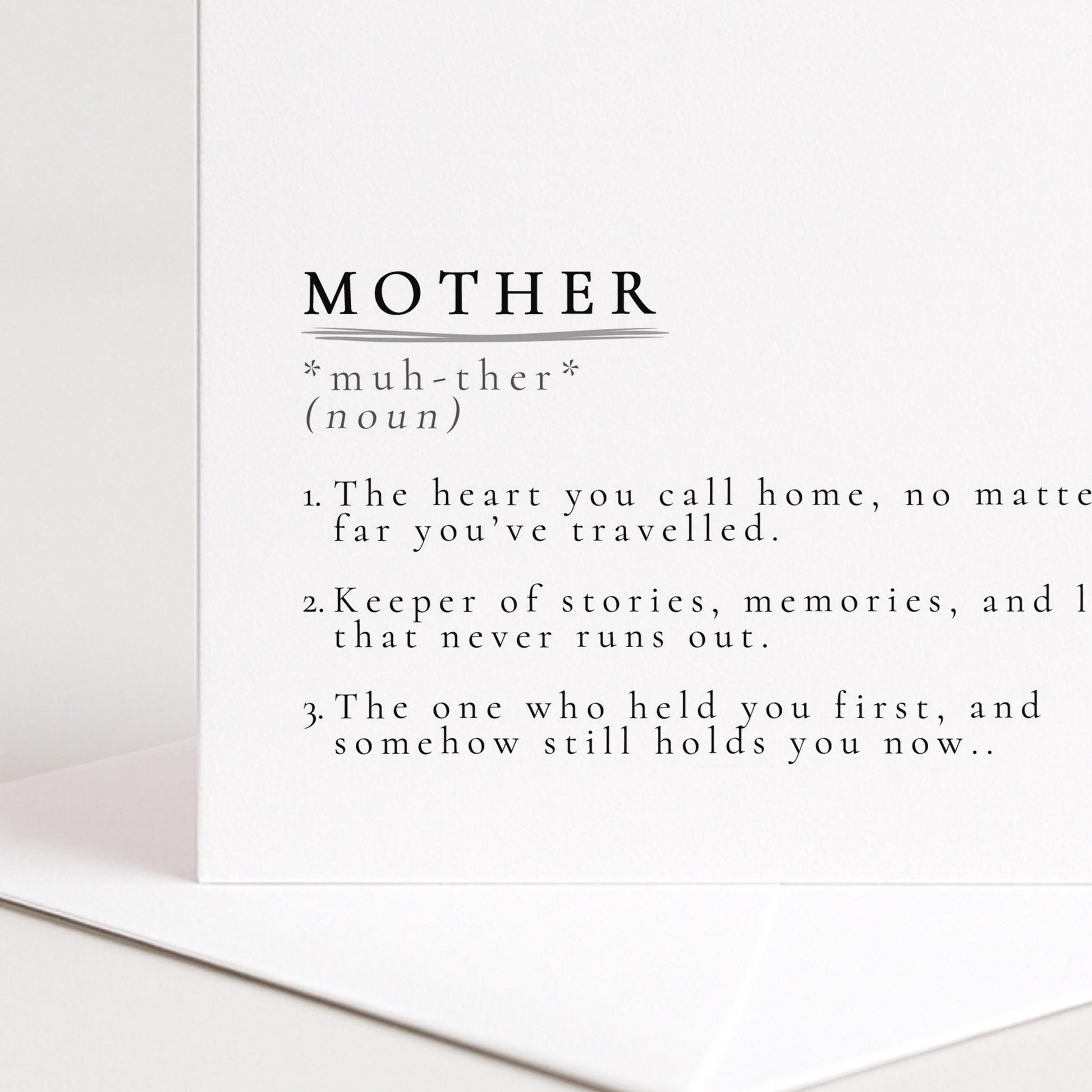 Mother Definition Card – Minimalist Greeting Card With Warm Thoughtful Message