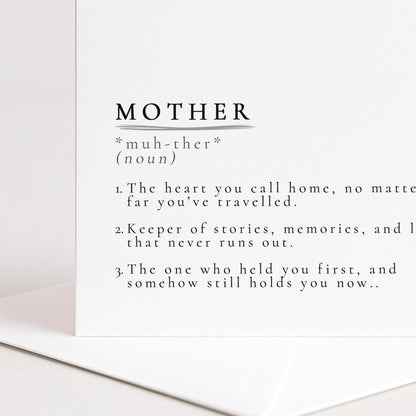 Mother Definition Card – Minimalist Greeting Card With Warm Thoughtful Message