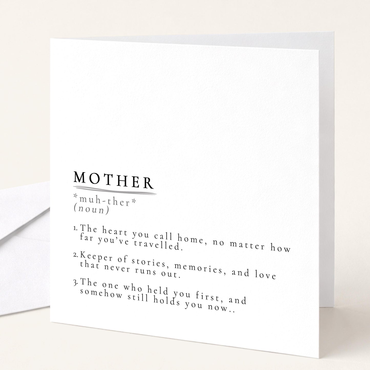 Mother Definition Card – Minimalist Greeting Card With Warm Thoughtful Message