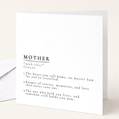 Mother Definition Card – Minimalist Greeting Card With Warm Thoughtful Message