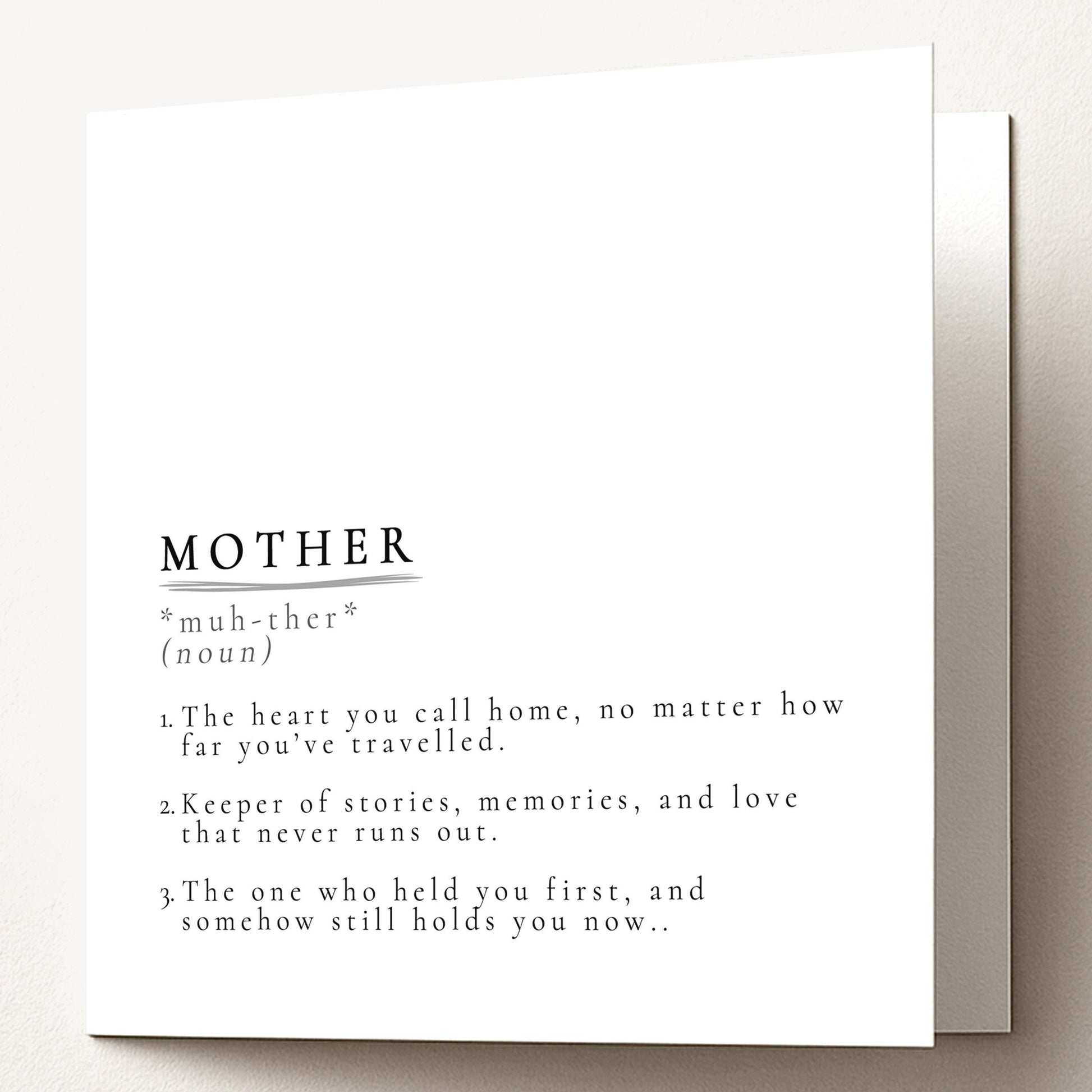 Mother Definition Card – Minimalist Greeting Card With Warm Thoughtful Message