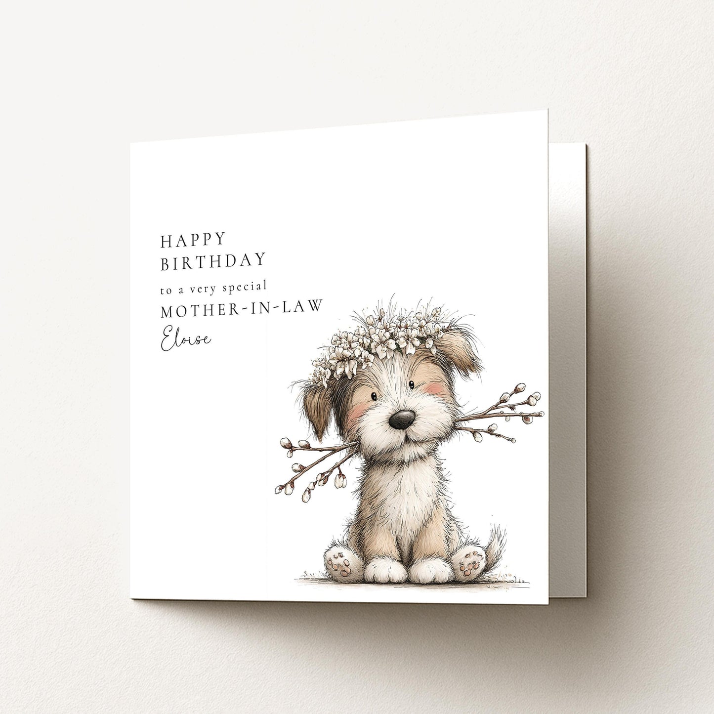 Mother In Law Birthday Card – Personalised Floral Animal Design With Custom Name