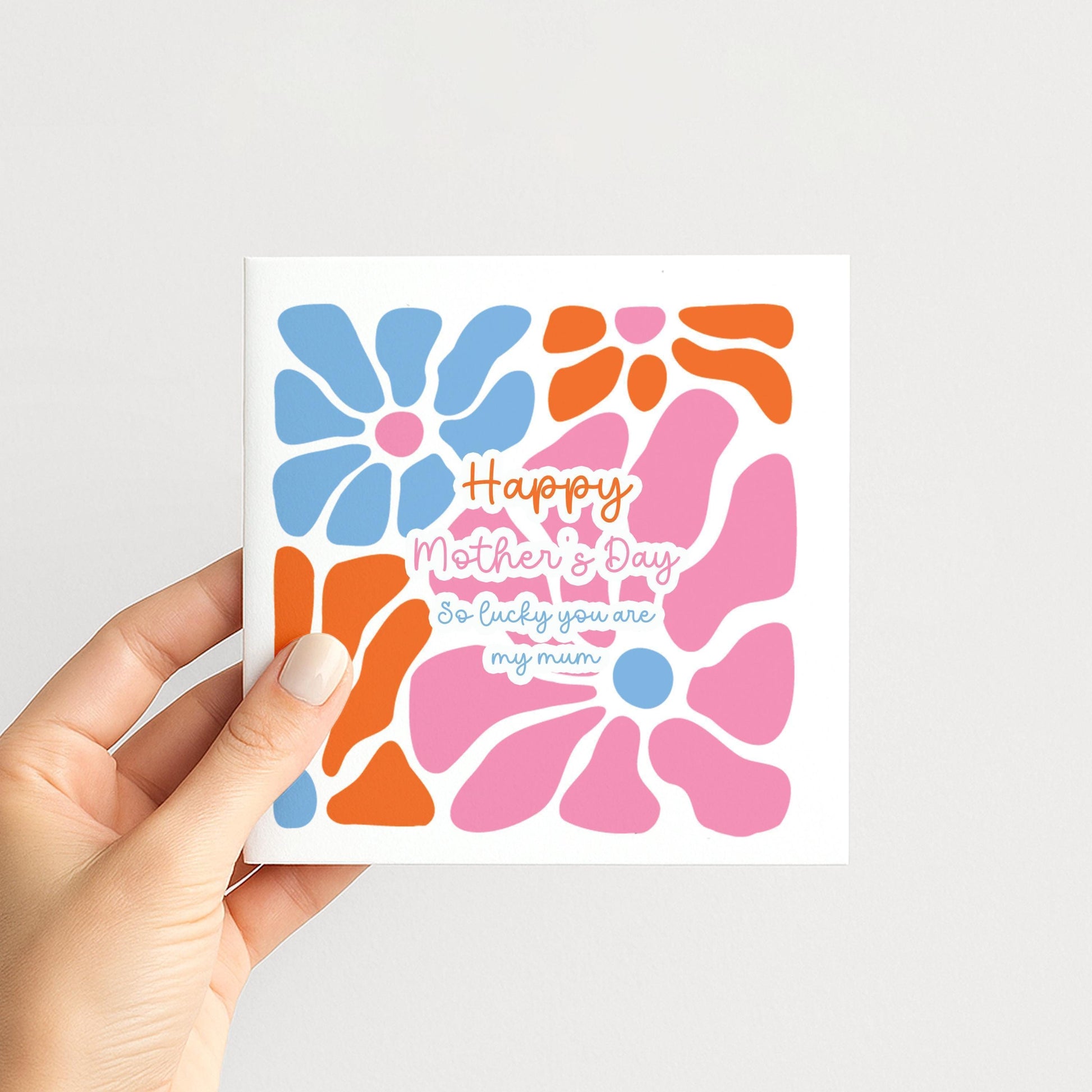 Mothers Day Card – Bright Retro Flower Mum Card | Personalised Handmade Greeting