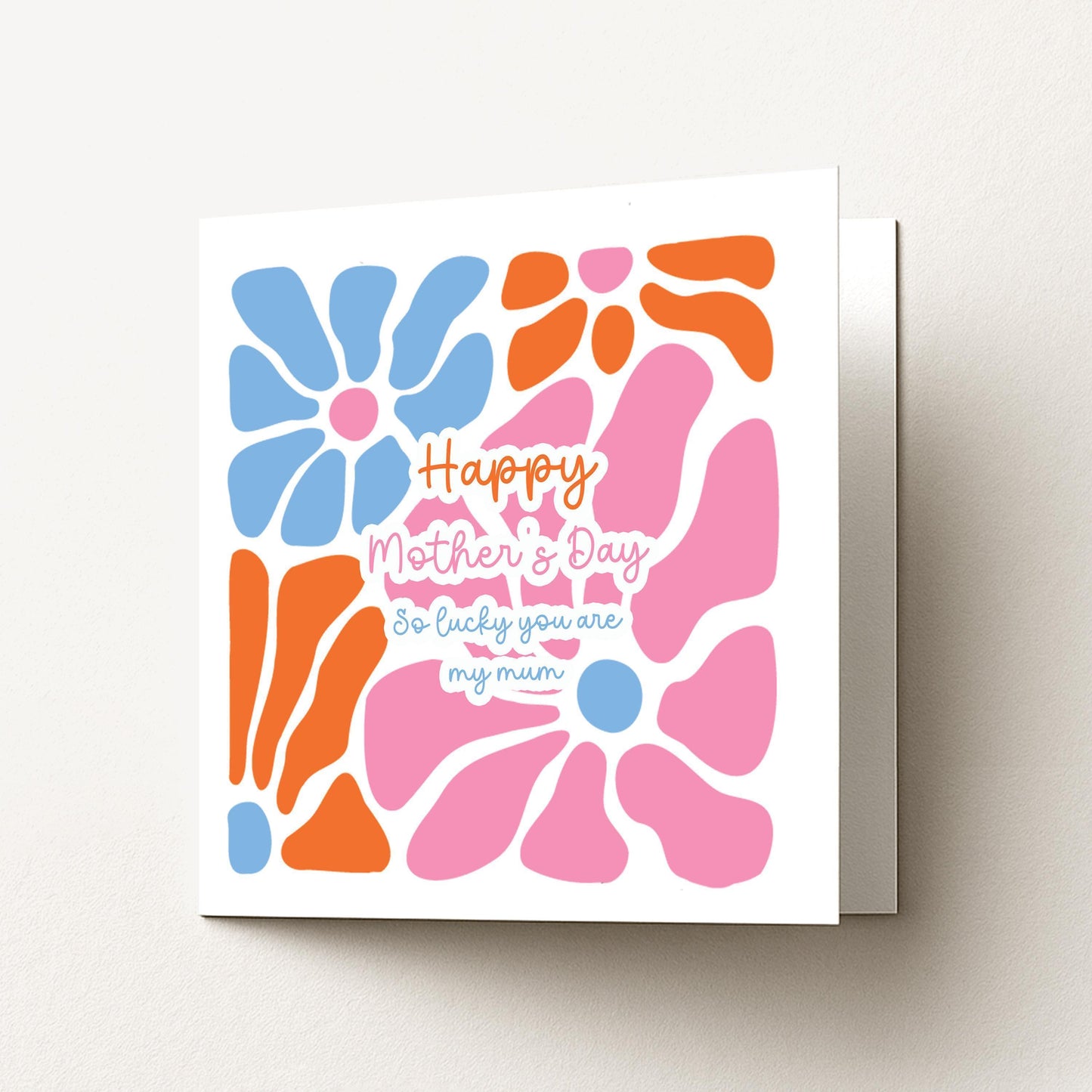 Mothers Day Card – Bright Retro Flower Mum Card | Personalised Handmade Greeting