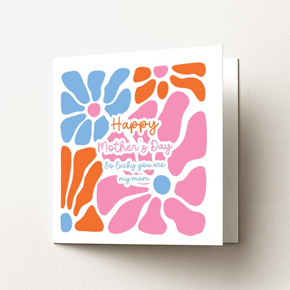 Mothers Day Card – Bright Retro Flower Mum Card | Personalised Handmade Greeting