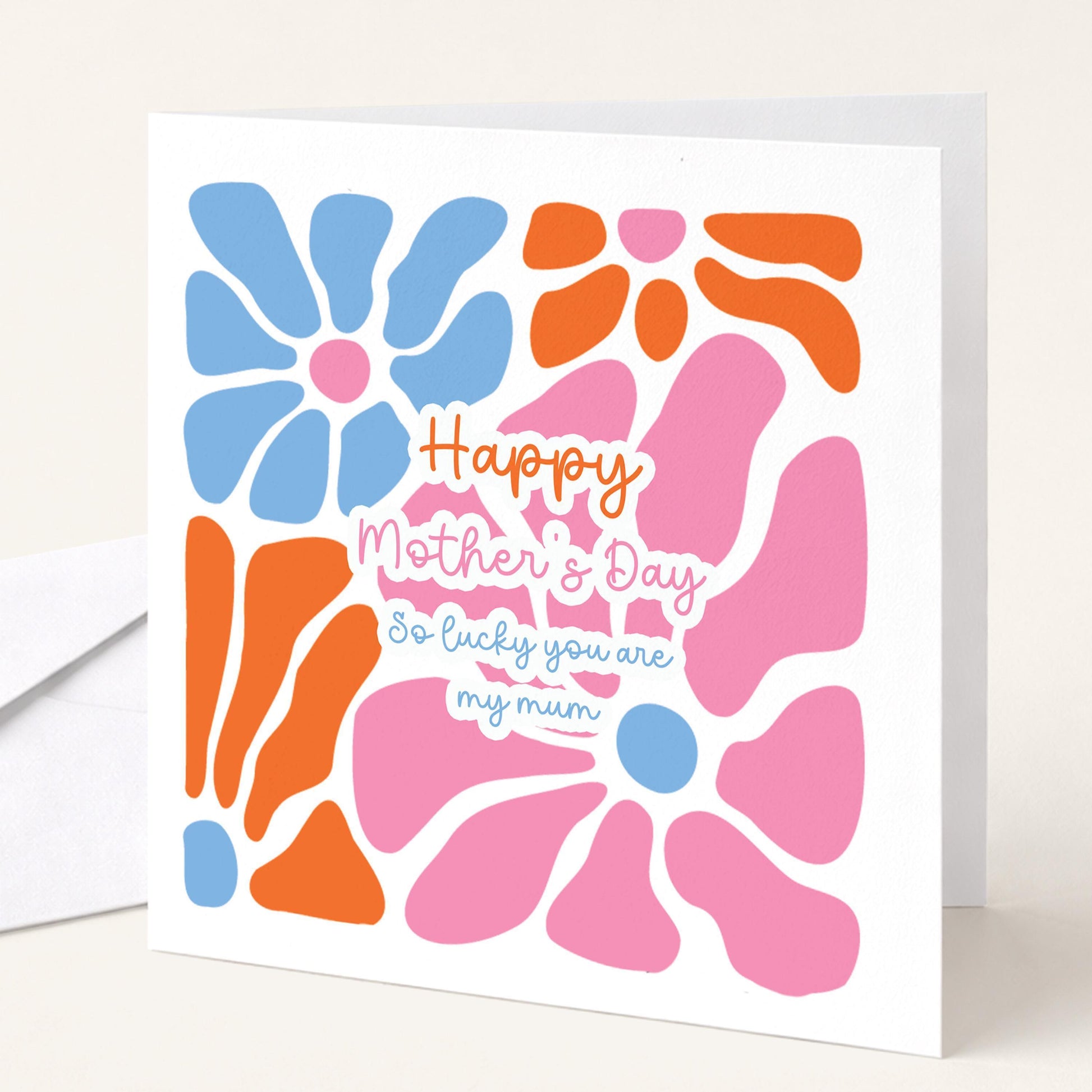 Mothers Day Card – Bright Retro Flower Mum Card | Personalised Handmade Greeting