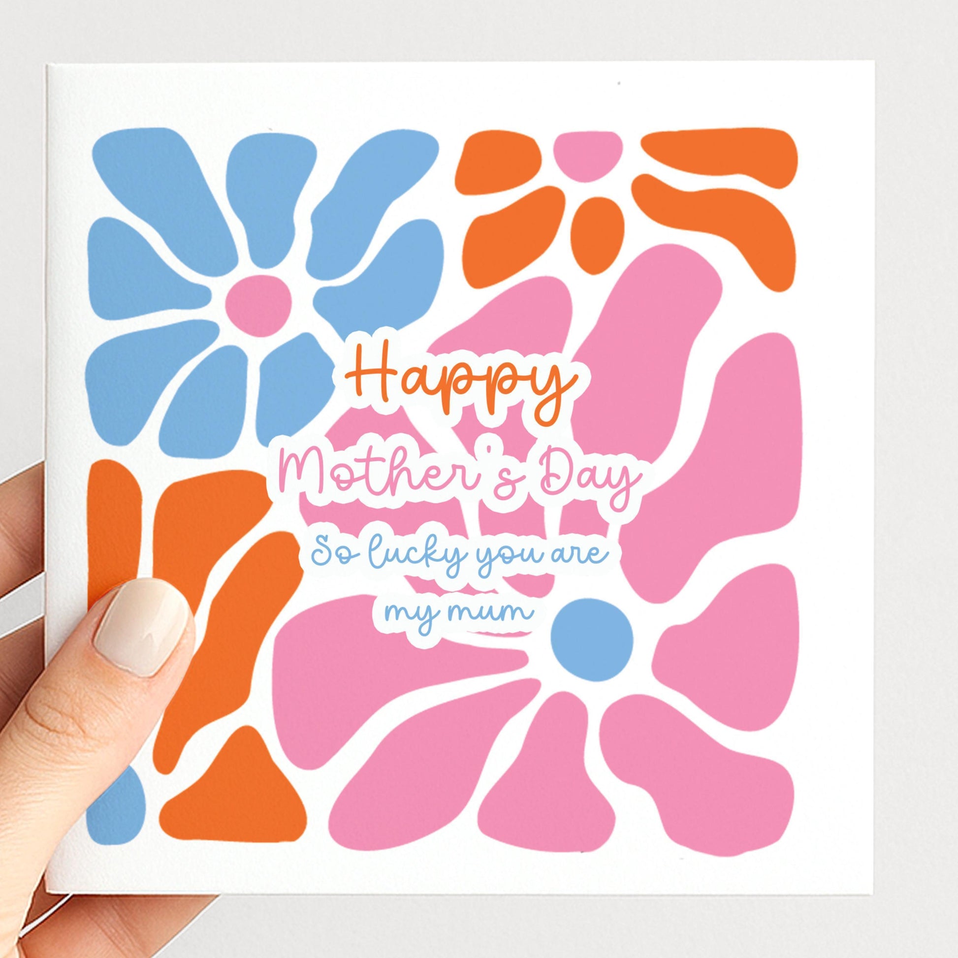 Mothers Day Card – Bright Retro Flower Mum Card | Personalised Handmade Greeting