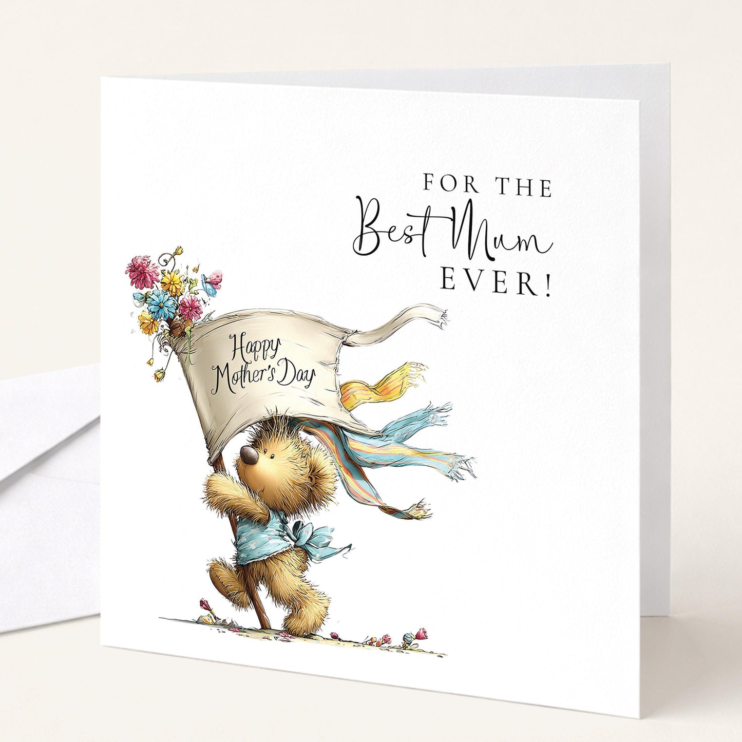 Mothers Day Card - Cute Bear Design With Heartfelt Message & Personalisation