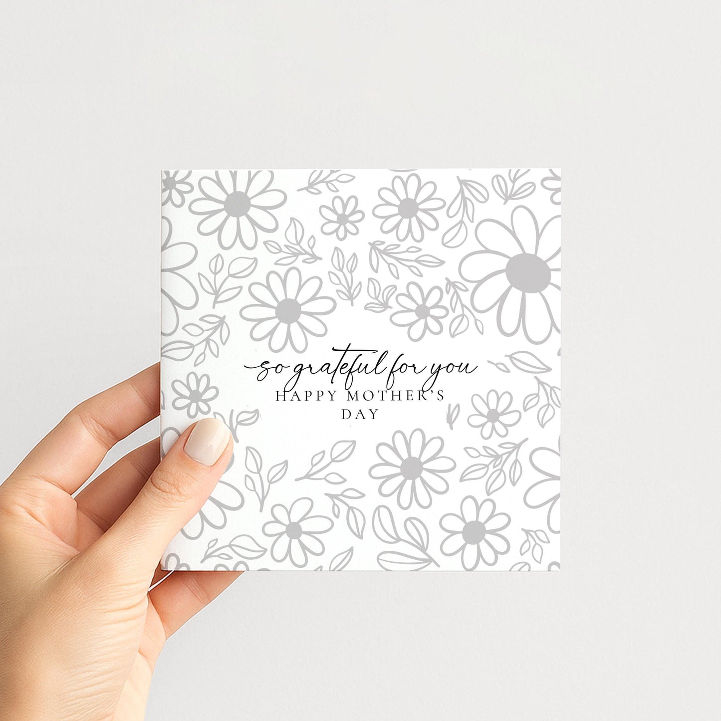 Mother's Day Card – Elegant Floral Greeting Card with Envelope & Blank Inside