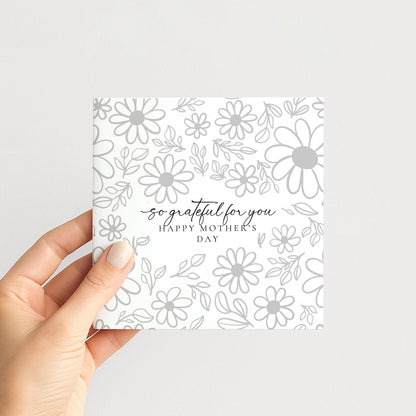 Mother's Day Card – Elegant Floral Greeting Card with Envelope & Blank Inside