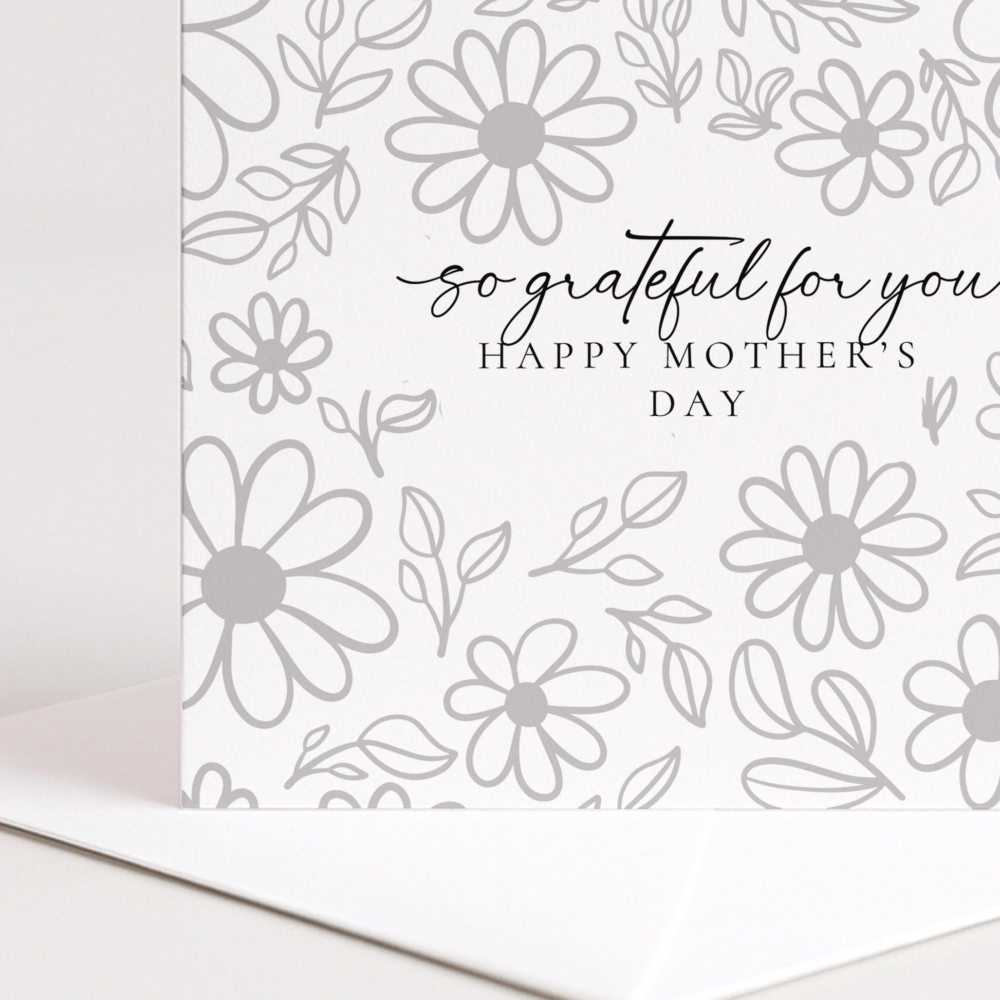 Mother's Day Card – Elegant Floral Greeting Card with Envelope & Blank Inside