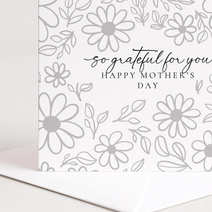 Mother's Day Card – Elegant Floral Greeting Card with Envelope & Blank Inside
