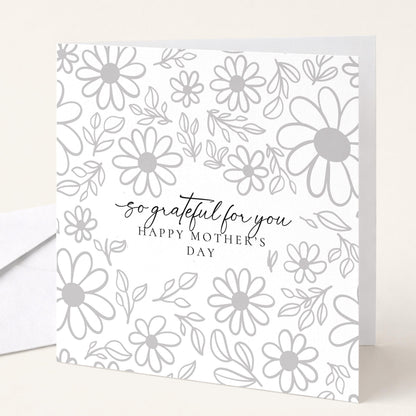 Mother's Day Card – Elegant Floral Greeting Card with Envelope & Blank Inside