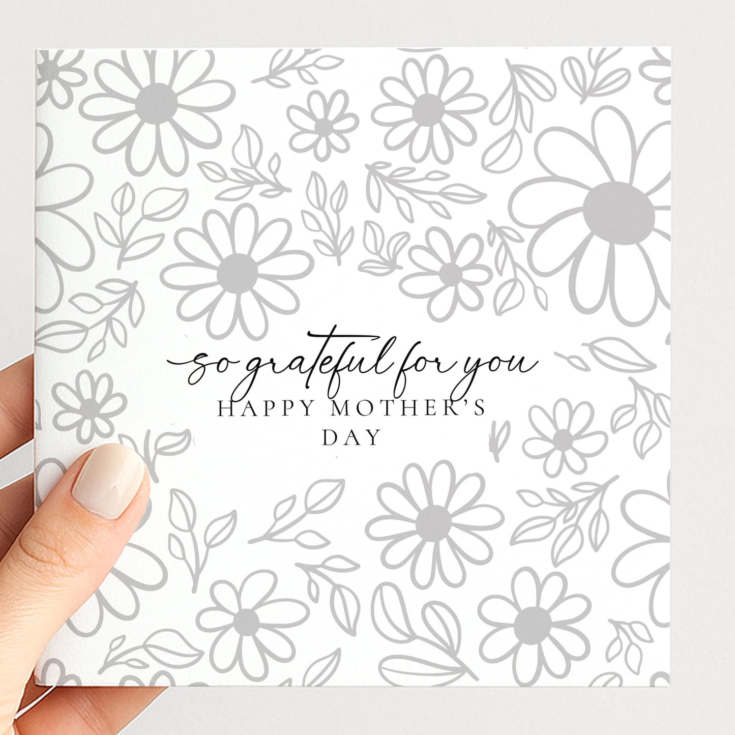 Mother's Day Card – Elegant Floral Greeting Card with Envelope & Blank Inside