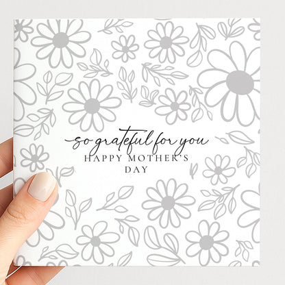 Mother's Day Card – Elegant Floral Greeting Card with Envelope & Blank Inside