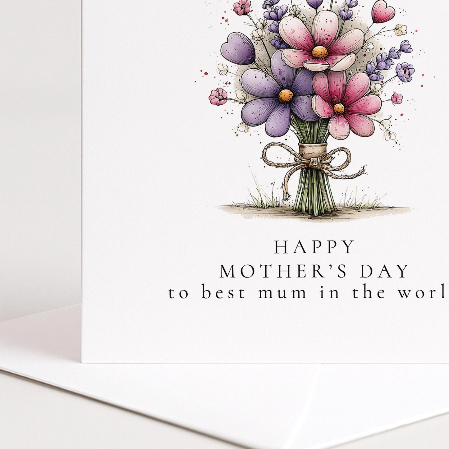 Mother’s Day Card – Floral Mum Greeting Card With Pink Bouquet Design