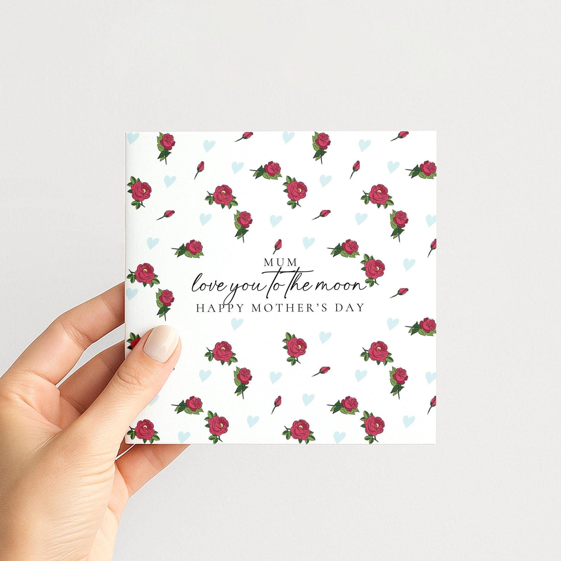 Mother's Day Card – Love You to the Moon Floral Greeting Card for Mum Gift