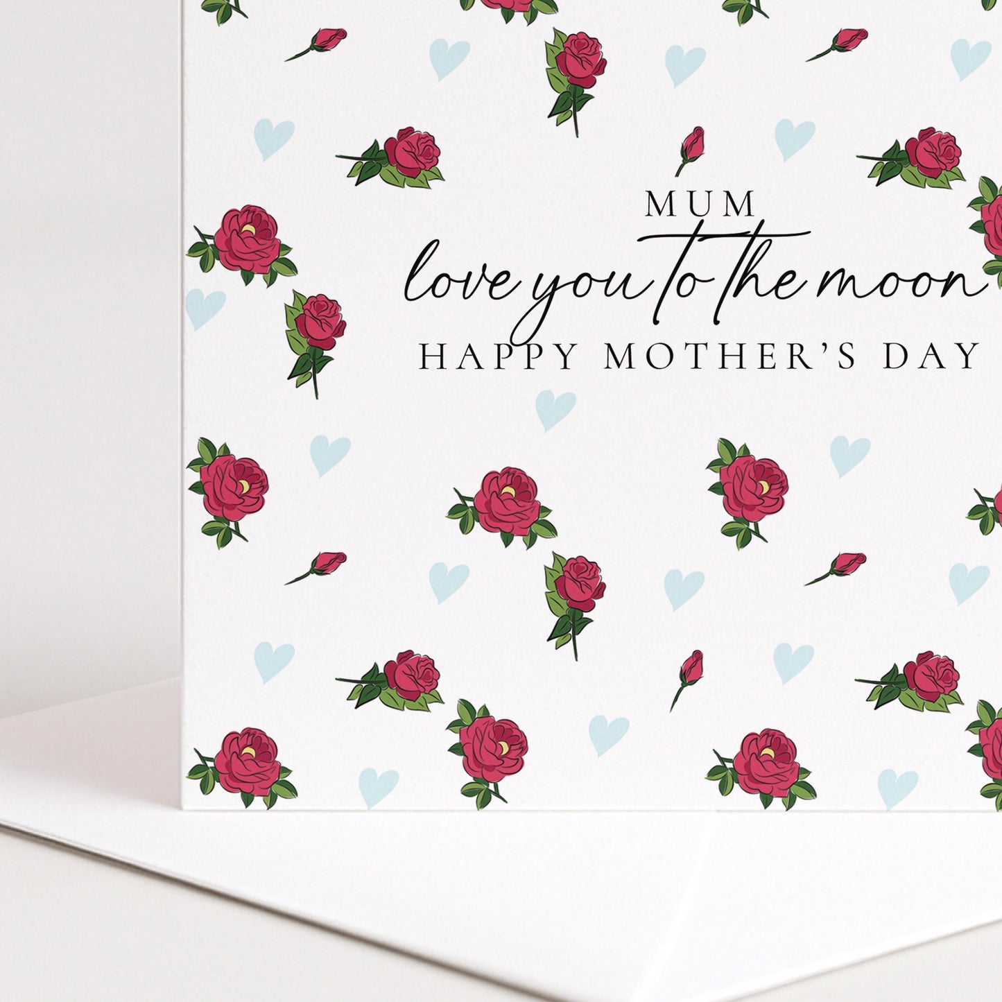 Mother's Day Card – Love You to the Moon Floral Greeting Card for Mum Gift