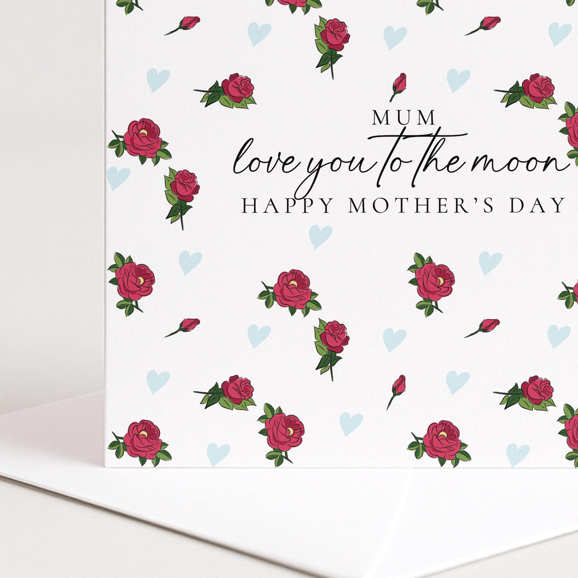 Mother's Day Card – Love You to the Moon Floral Greeting Card for Mum Gift