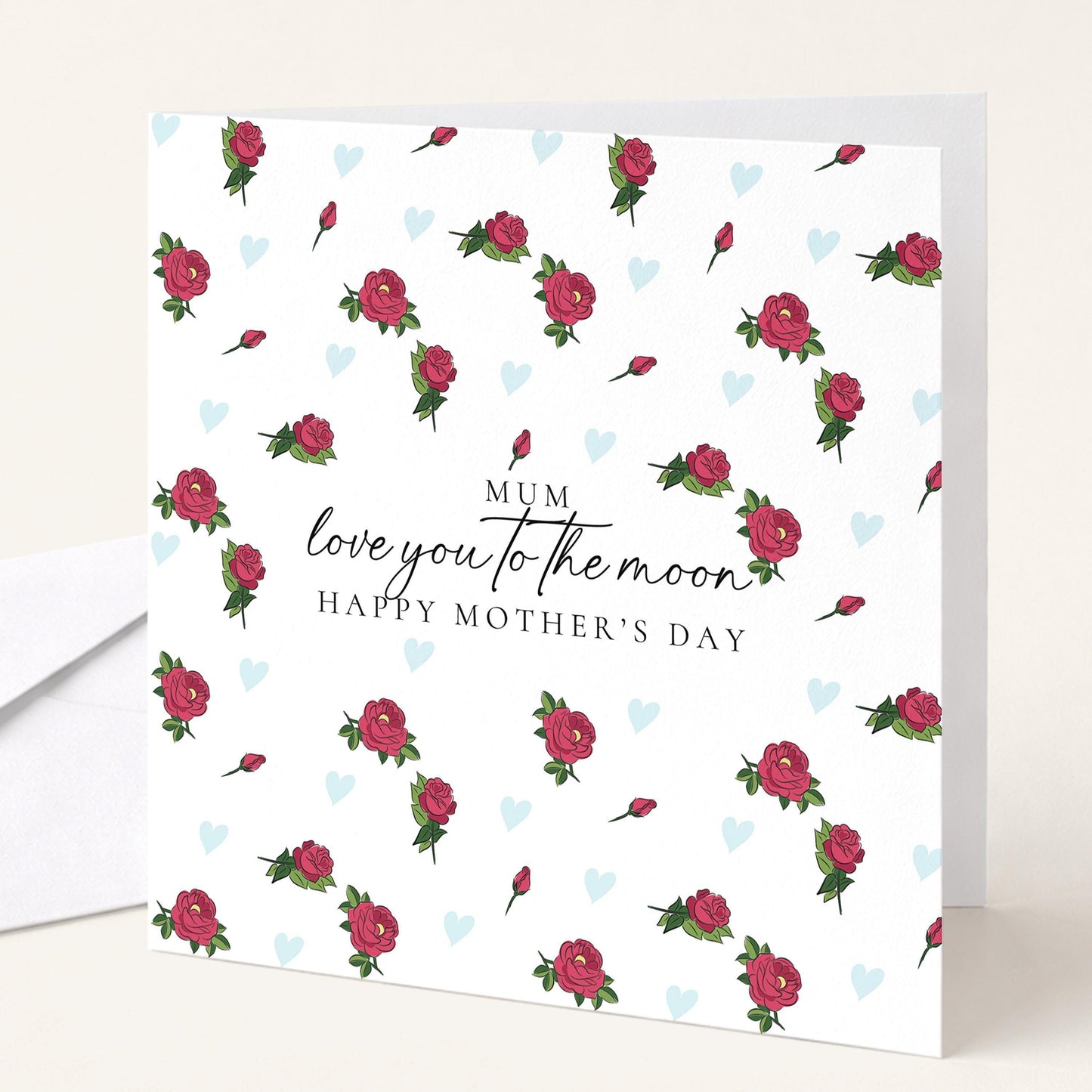 Mother's Day Card – Love You to the Moon Floral Greeting Card for Mum Gift