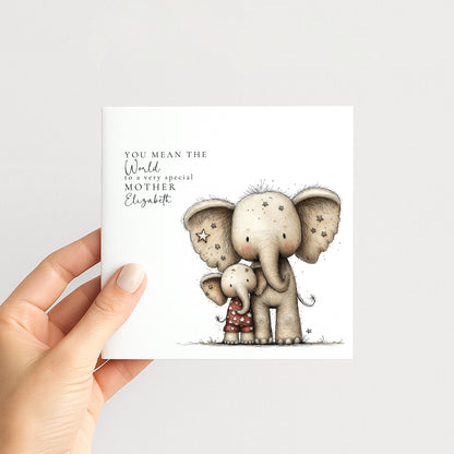 Mother's Day Card – Personalised Mum Card With Cute Elephant Keepsake Gift