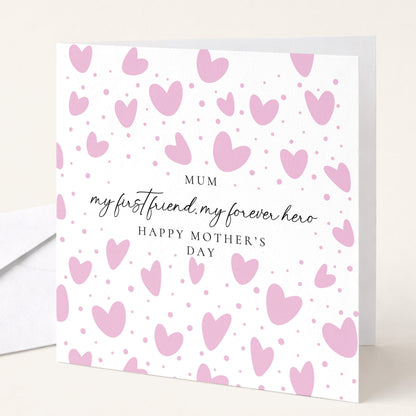 Mother's Day Card – Personalised Mum Card With Pink Heart & Heartfelt Message