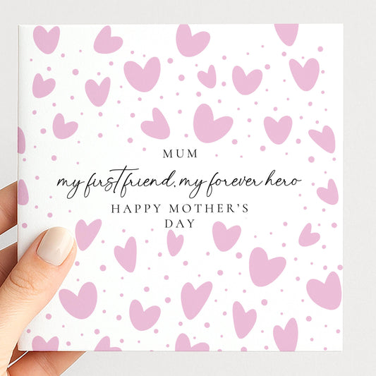 Mother's Day Card – Personalised Mum Card With Pink Heart & Heartfelt Message